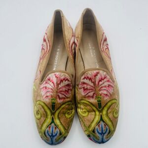 Stubbs & Wootton $625 Velvet Floral Botanical Loafer Slippers Womens 7 Victorian